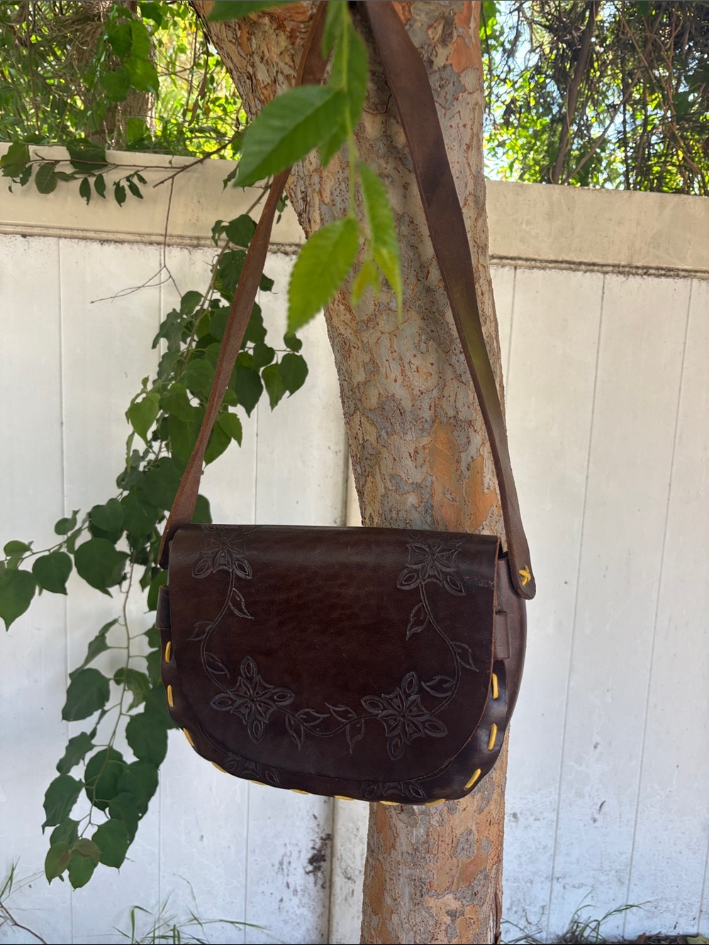 Vintage Tooled Leather Handmade Saddle Shoulder Bag Boho-Haruko - Picture 5 of 17